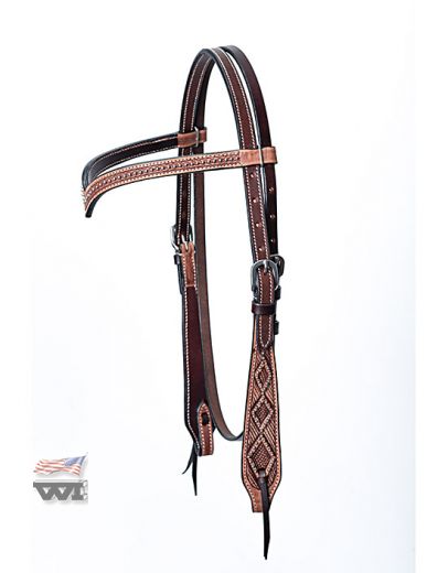BASKET TOOLED HEADSTALL W./DOTS    HS-AK-908