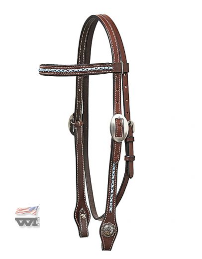 HORSEMAN´S TACK   HEADSTALL w./ TURQUOIS STITCHING