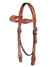 Headstall Tooled Antique Buckles HS-112