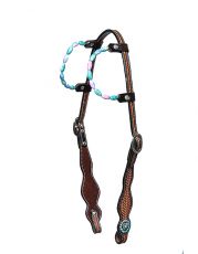 BASKET TOOLED TWO-EAR WITH TURQUOIS GEMSTONES