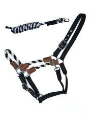 HYBRID ROPE HALTER  BLACK-WHITE