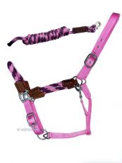 HYBRID ROPE HALTER  PINK-BURGUNDY
