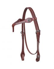 DARK BROWN KNOTTED HEADSTALL w./ RAWHIDE BRAIDING