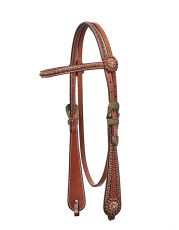 HORSEMAN´S TACK  VAQUERO HEADSTALL w./ COPPER DOTS