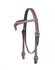 DARK BROWN KNOTTED HEADSTALL w./ TURQUOIS STITCHING