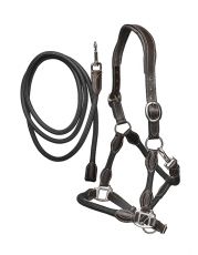 ANATOMICALLY SHAPED HALTER WITH LEAD, BLACK