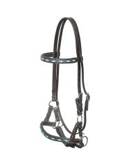 DUNKEL GELTES SIDEPULL MIT TRKISFARBENEN VERZIERUNGEN